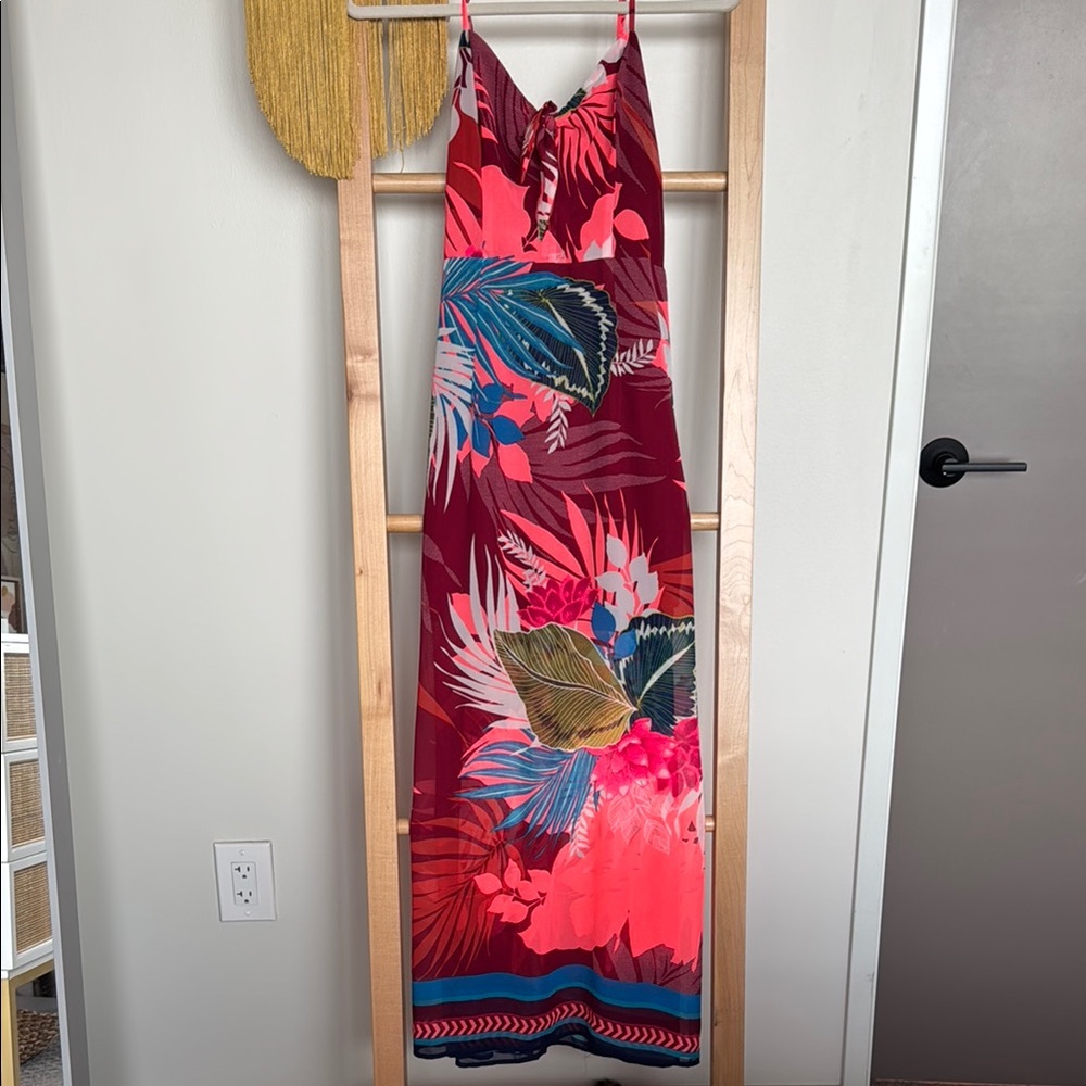 Express Women’s Vibrant Floral Print Maxi Dress Small Flowy Dress